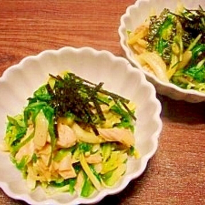浅葱と水菜☆ササミ酢味噌和え